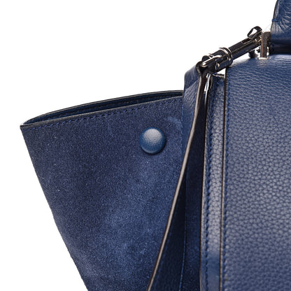 Celine Drummed Calfskin Suede Medium Trapeze Navy 12 of 18
