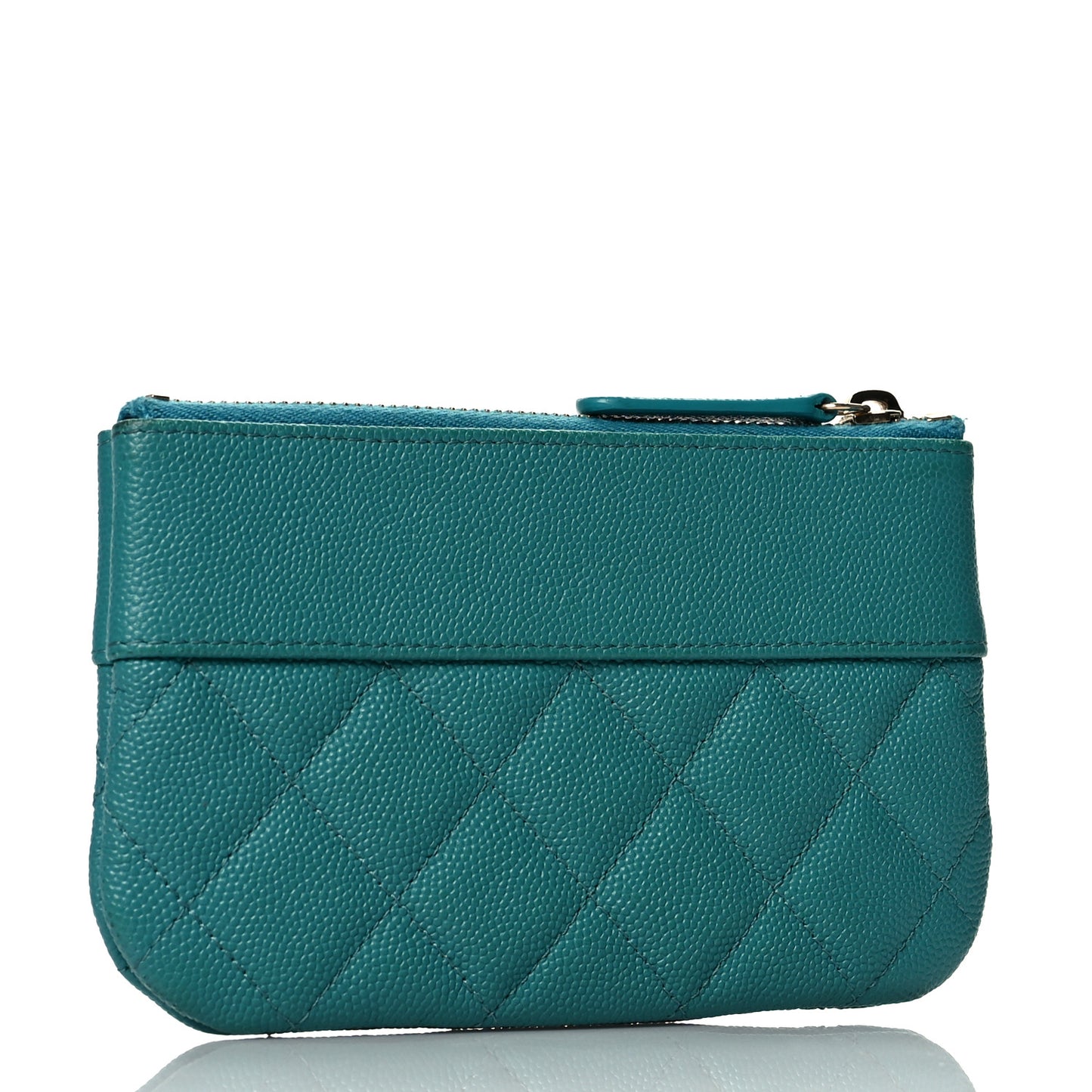 Caviar Quilted Small Vintage Mademoiselle Cosmetic Case Turquoise
