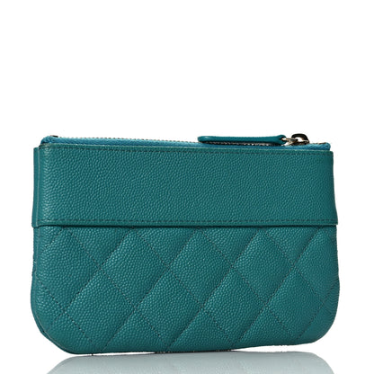 Chanel Caviar Quilted Small Vintage Mademoiselle Cosmetic Case Turquoise 3 of 8
