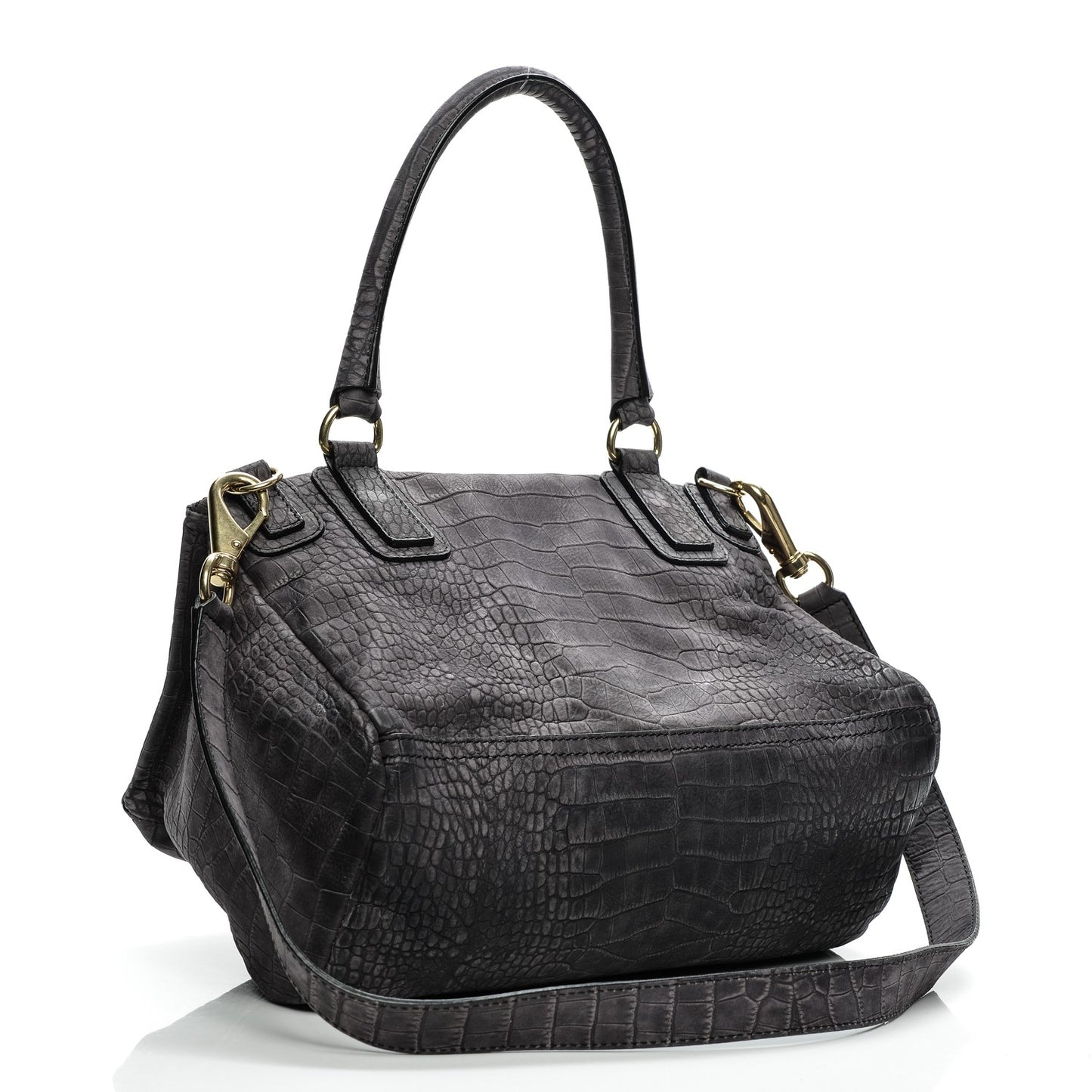 Nubuck Crocodile Embossed Medium Pandora Dark Grey