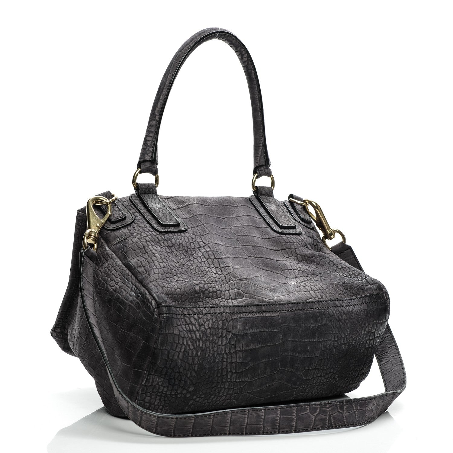Givenchy Nubuck Crocodile Embossed Medium Pandora Dark Grey 3 of 8