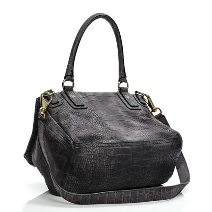 Givenchy Nubuck Crocodile Embossed Medium Pandora Dark Grey 3 of 8