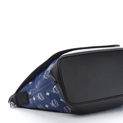 MCM Visetos Reflective Nylon Large Resnick Crossbody Bag Estate Blue 8 of 10
