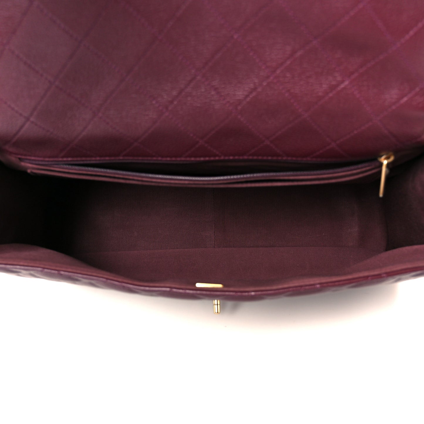 Grained Calfskin Quilted XXL Travel Flap Bag Burgundy