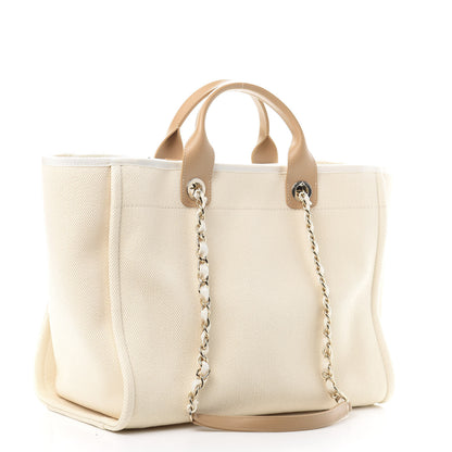 Chanel Canvas Pearl Medium Deauville Tote Ecru Beige 3 of 10