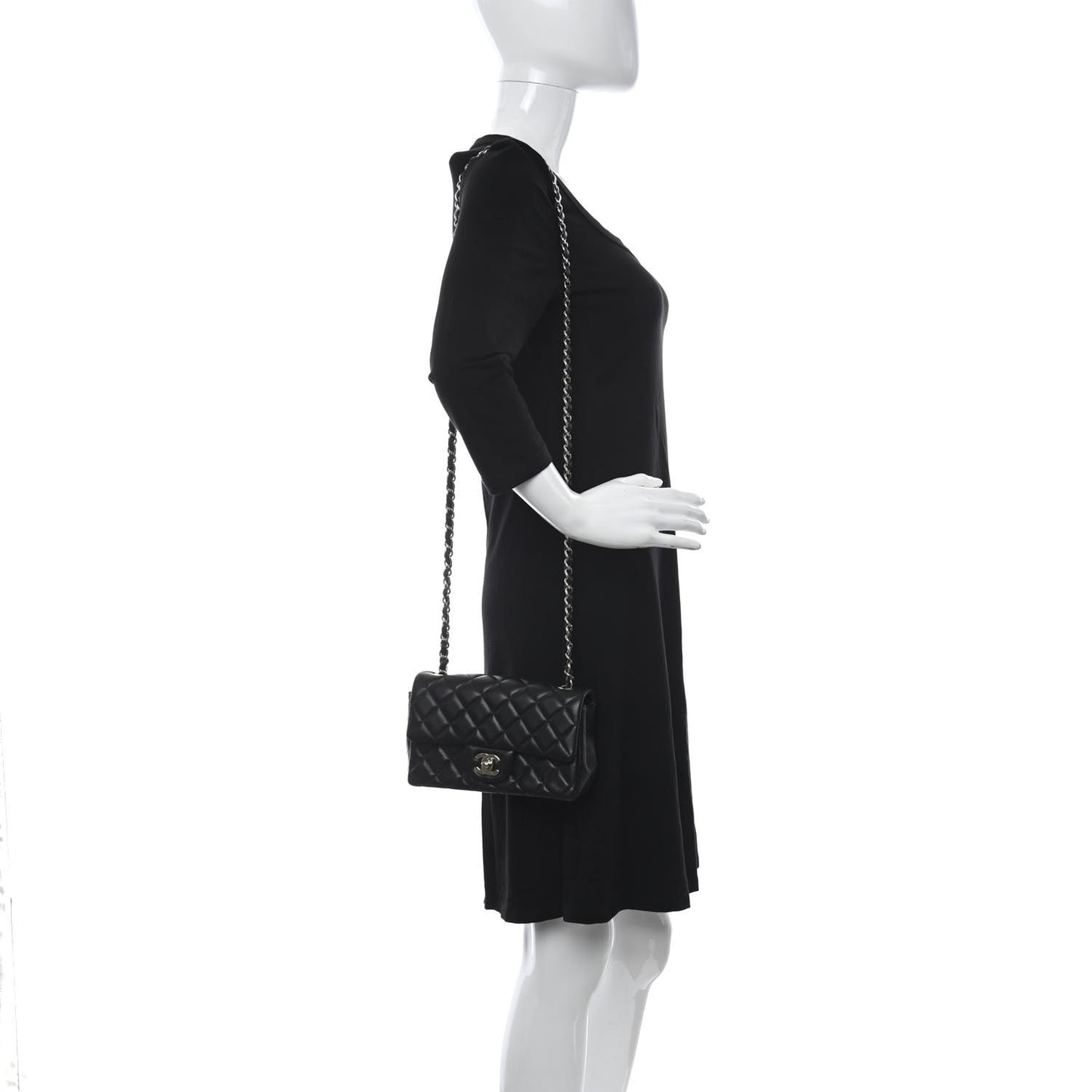 Lambskin Quilted Mini Rectangular Flap Black