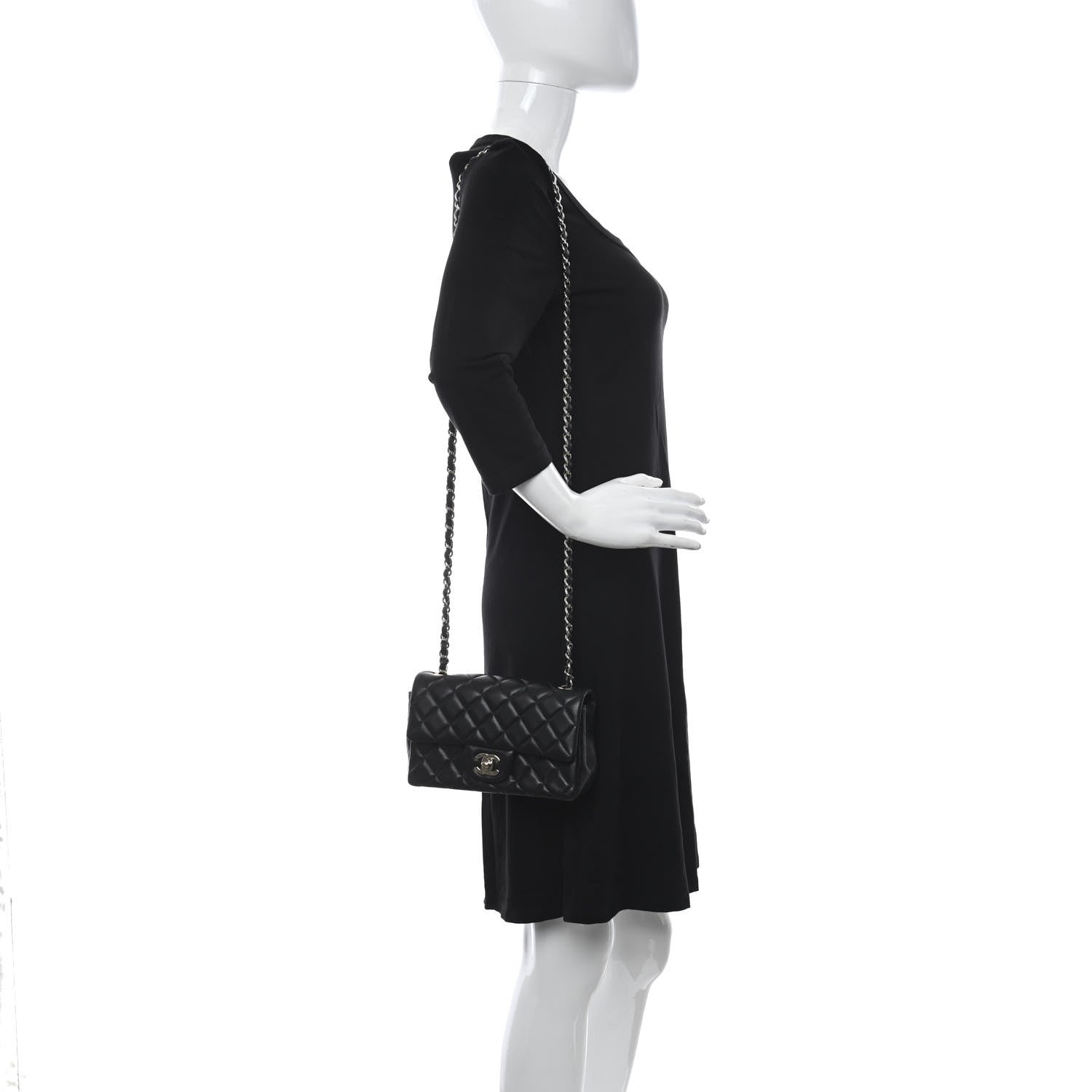 Chanel Lambskin Quilted Mini Rectangular Flap Black 2 of 12