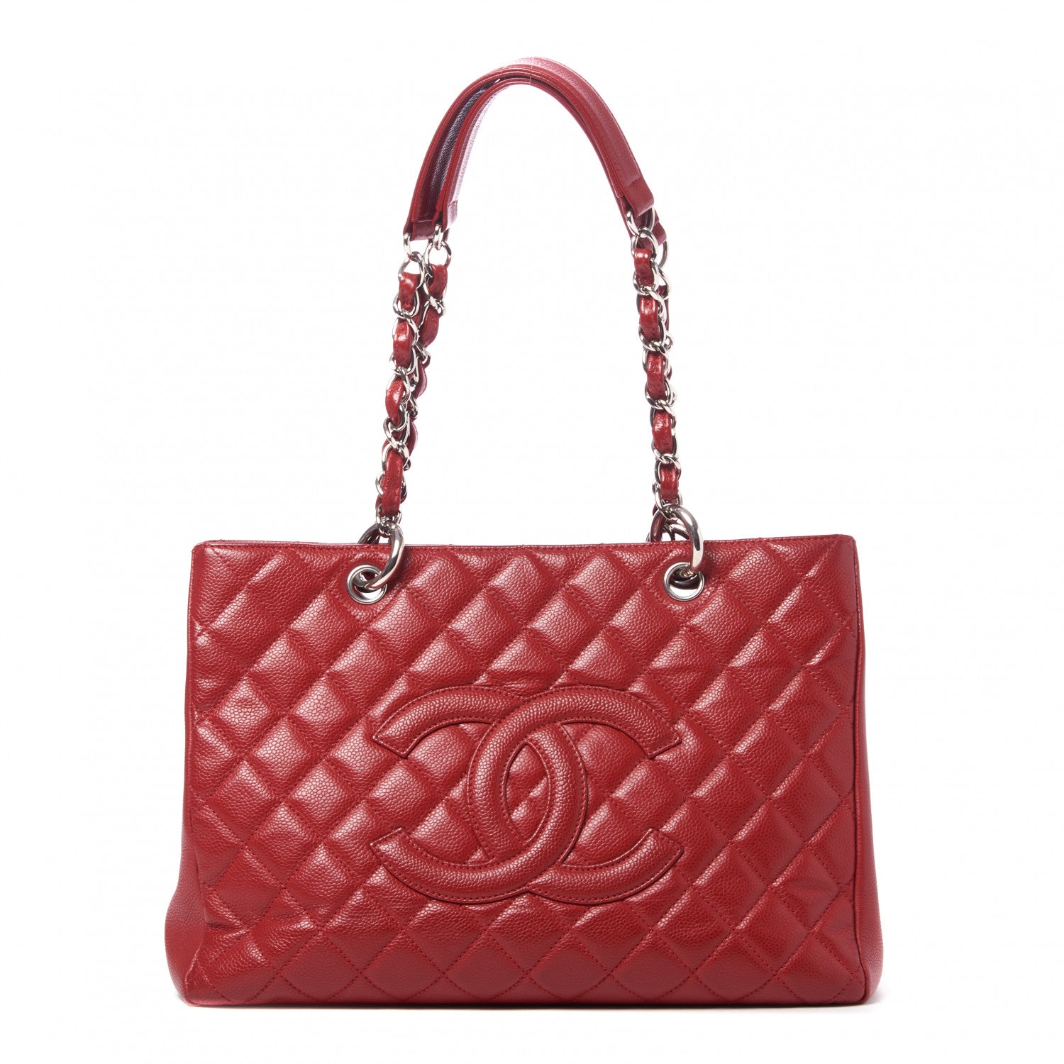 Chanel Caviar Quilted Grand Shopping Tote GST Red 1 of 9