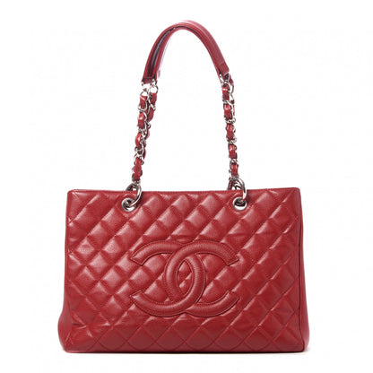 Chanel Caviar Quilted Grand Shopping Tote GST Red 1 of 9
