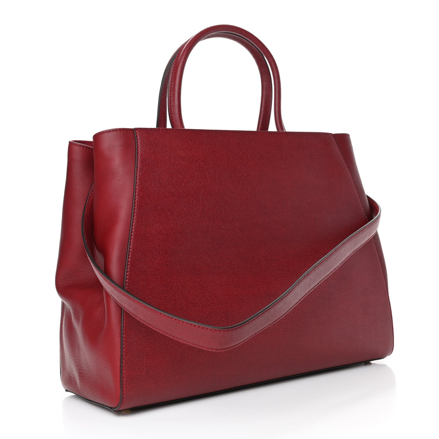 Fendi Vitello Elite Regular 2Jours Tote Rosso Scuro Ciliegia 2 of 4