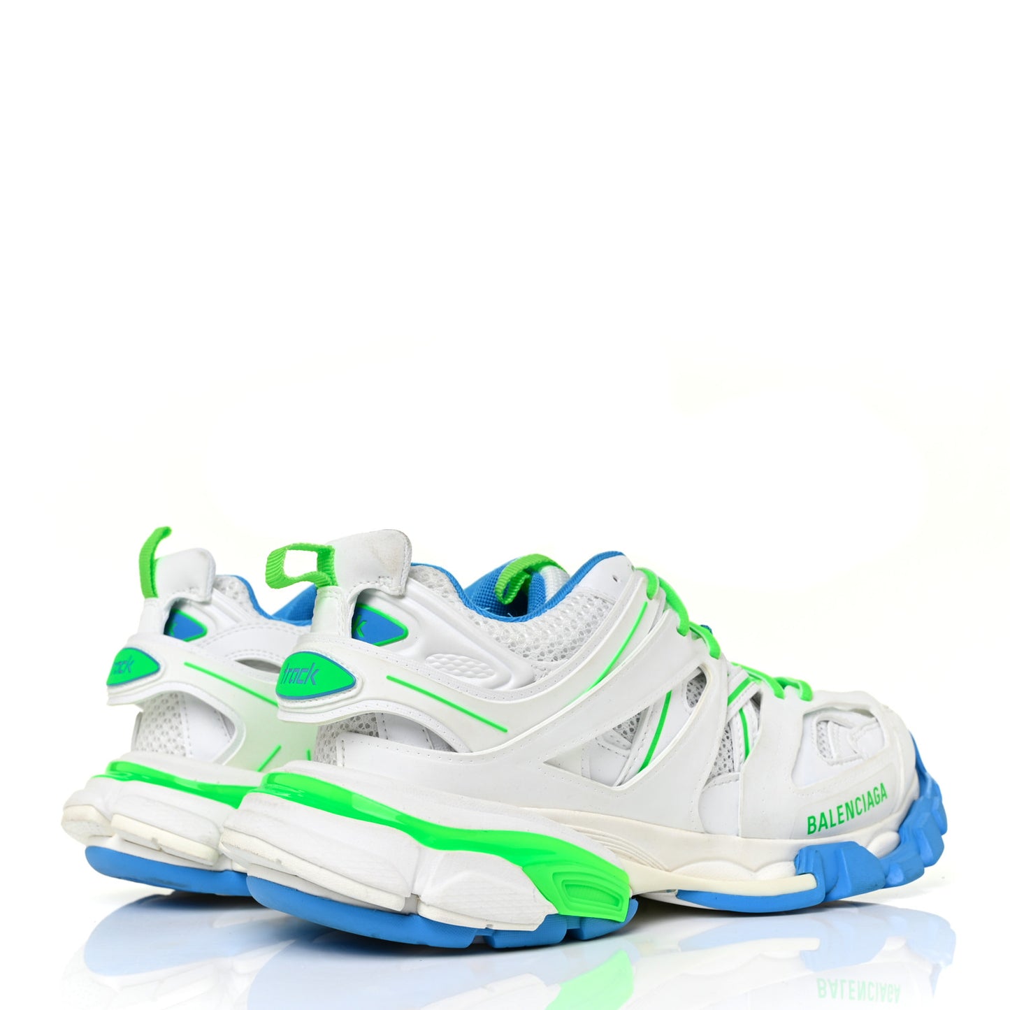 Mesh Rubber Womens Track Sneakers 39 White Green Blue