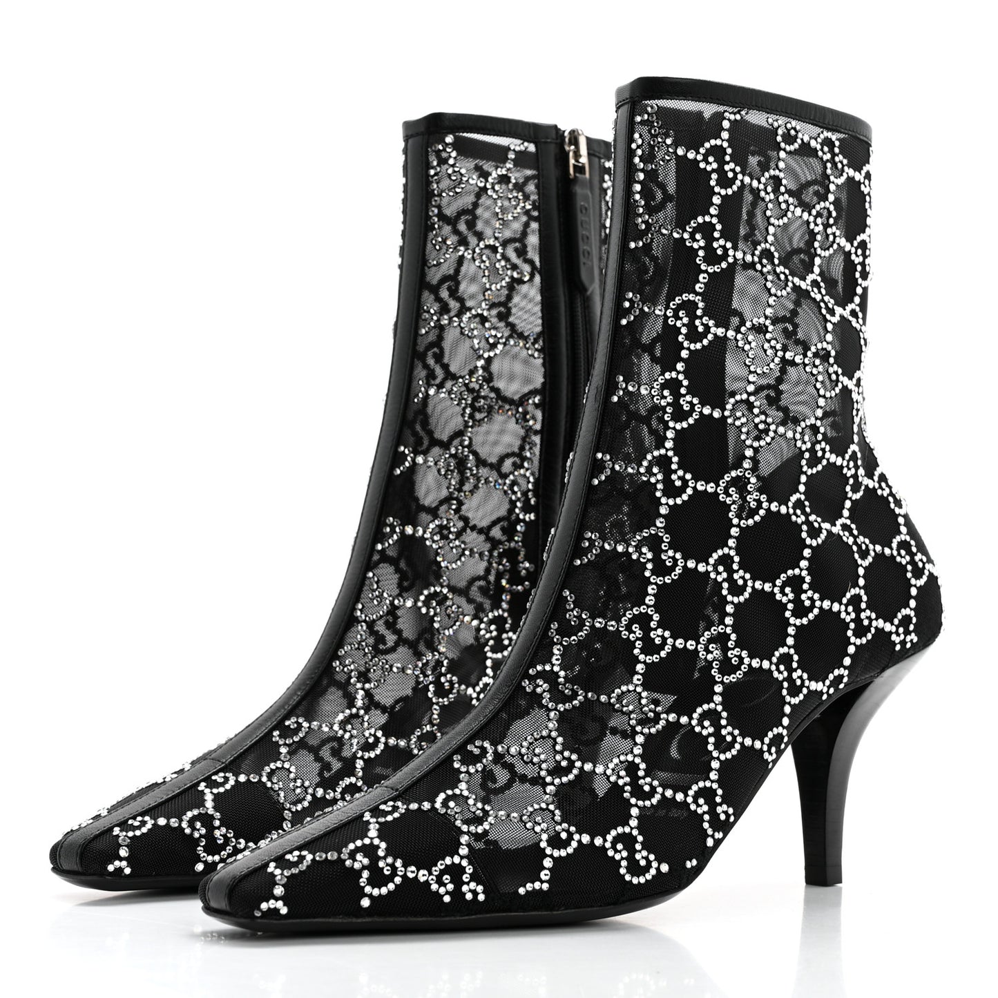 Tela Retino Kid Scamosciato Crystal GG Monogram Square Demi Boot 37 Black