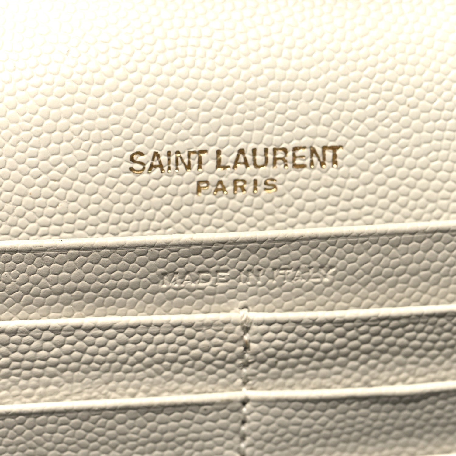 Saint Laurent Grain De Poudre Matelasse Chevron Monogram Chain Wallet Crema Soft 6 of 16