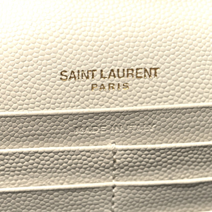 Saint Laurent Grain De Poudre Matelasse Chevron Monogram Chain Wallet Crema Soft 6 of 16