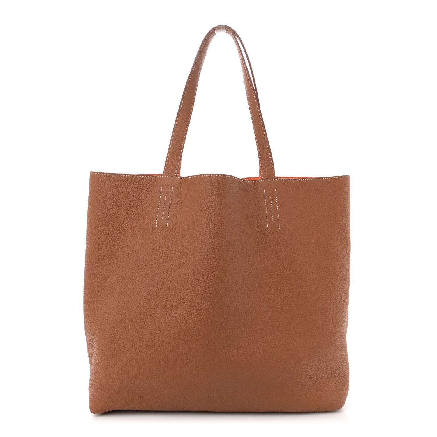 Hermes Taurillon Clemence Double Sens 45 Reversible Tote Orange Gold 1 of 16