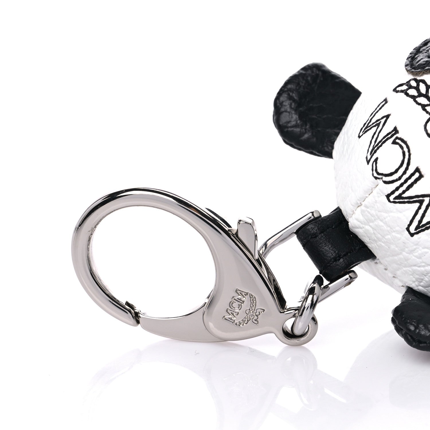 MCM Visetos Panda Animal Key Ring Bag Charm Black White 3 of 3