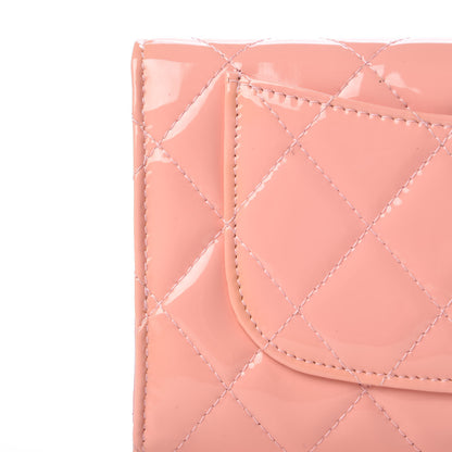 Chanel Patent Quilted Long Flap Wallet Pink 10 of 12
