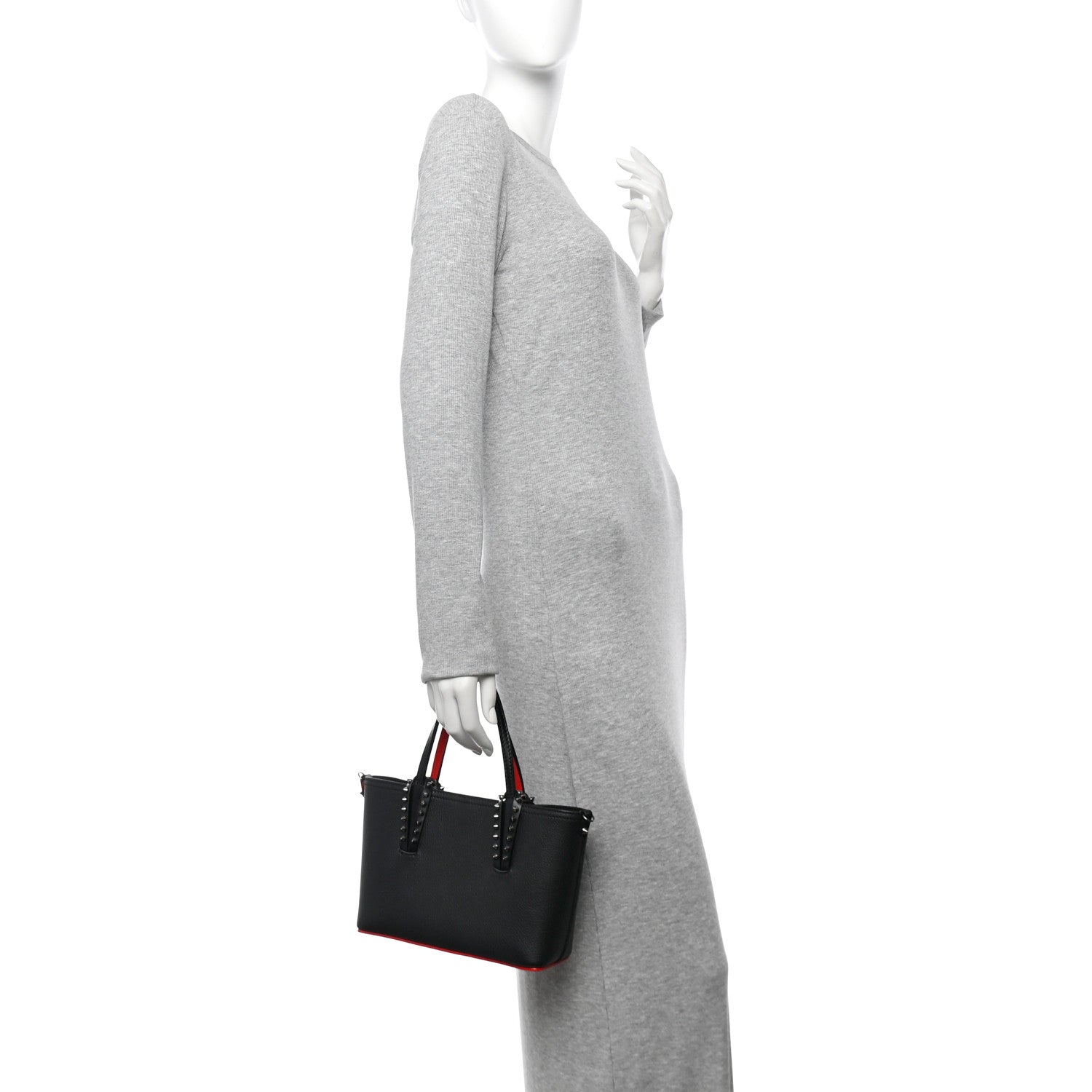 Christian Louboutin Calfskin Empire Spiked Mini East West Cabata Shopper Tote Black 2 of 11