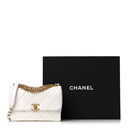 Chanel Lambskin Quilted Small CC Crystal Logo Chain Flap White 10 of 10