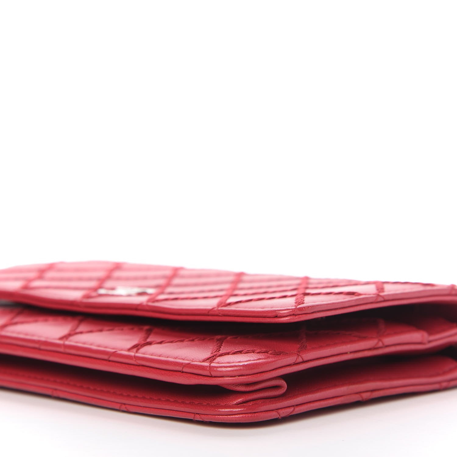 Chanel Calfskin Diamond Stitch Wallet On Chain WOC Fuchsia 7 of 12