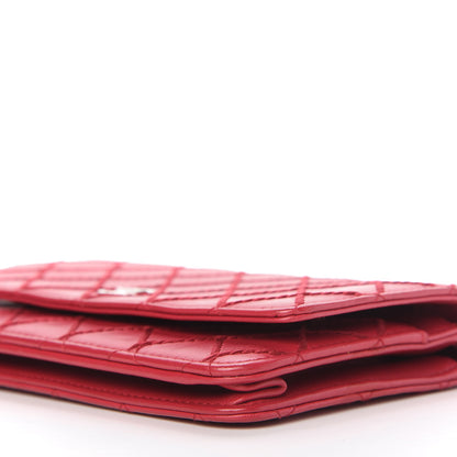 Chanel Calfskin Diamond Stitch Wallet On Chain WOC Fuchsia 7 of 12