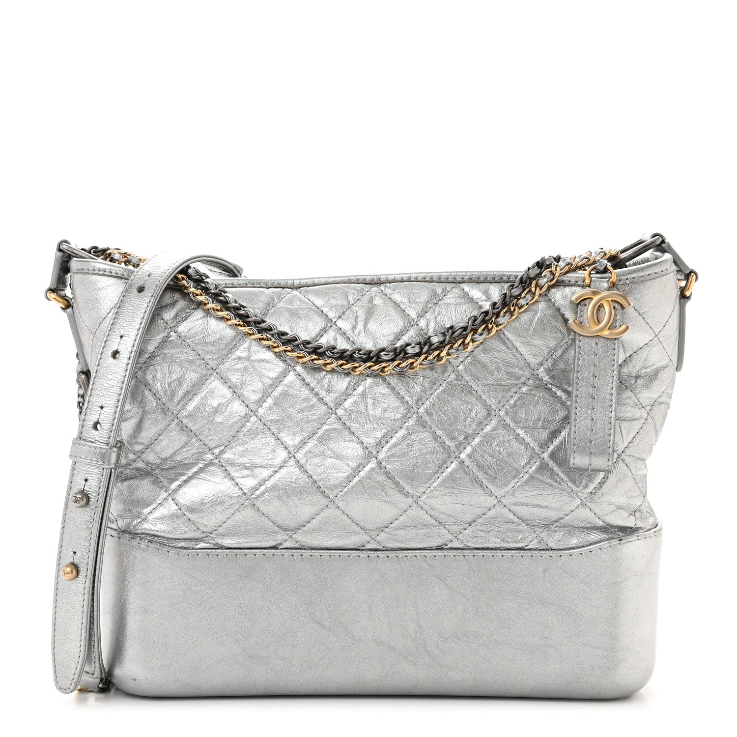 Chanel Metallic Aged Calfskin Quilted Medium Gabrielle Hobo Silver 1 of 13