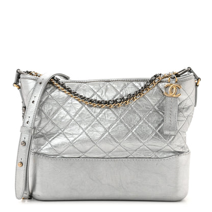 Chanel Metallic Aged Calfskin Quilted Medium Gabrielle Hobo Silver 1 of 13