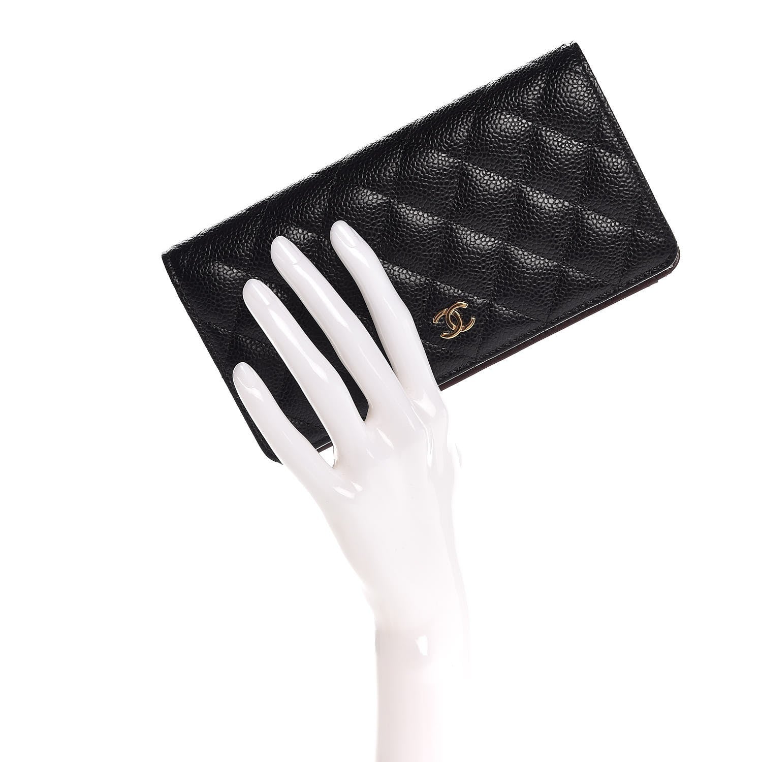 Chanel Caviar Quilted Yen Wallet Black 2 of 8