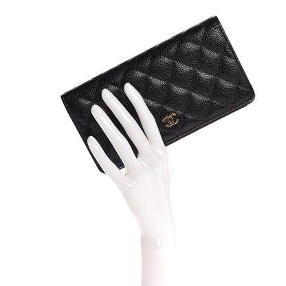 Chanel Caviar Quilted Yen Wallet Black 2 of 8