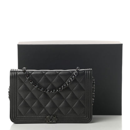 Chanel Caviar Quilted Boy Wallet On Chain WOC So Black 14 of 14