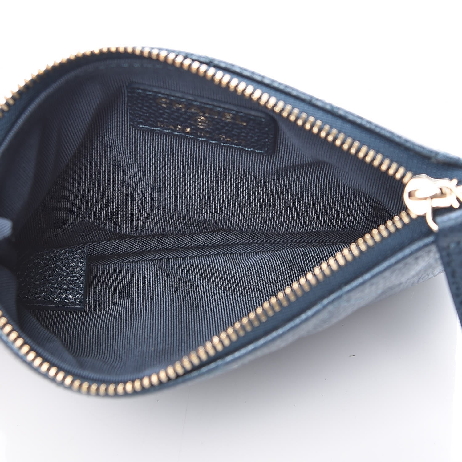 Chanel Metallic Caviar Quilted Small Cosmetic Case Dark Blue 5 of 8