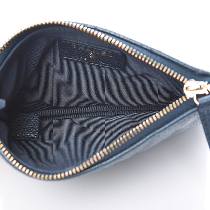 Chanel Metallic Caviar Quilted Small Cosmetic Case Dark Blue 5 of 8