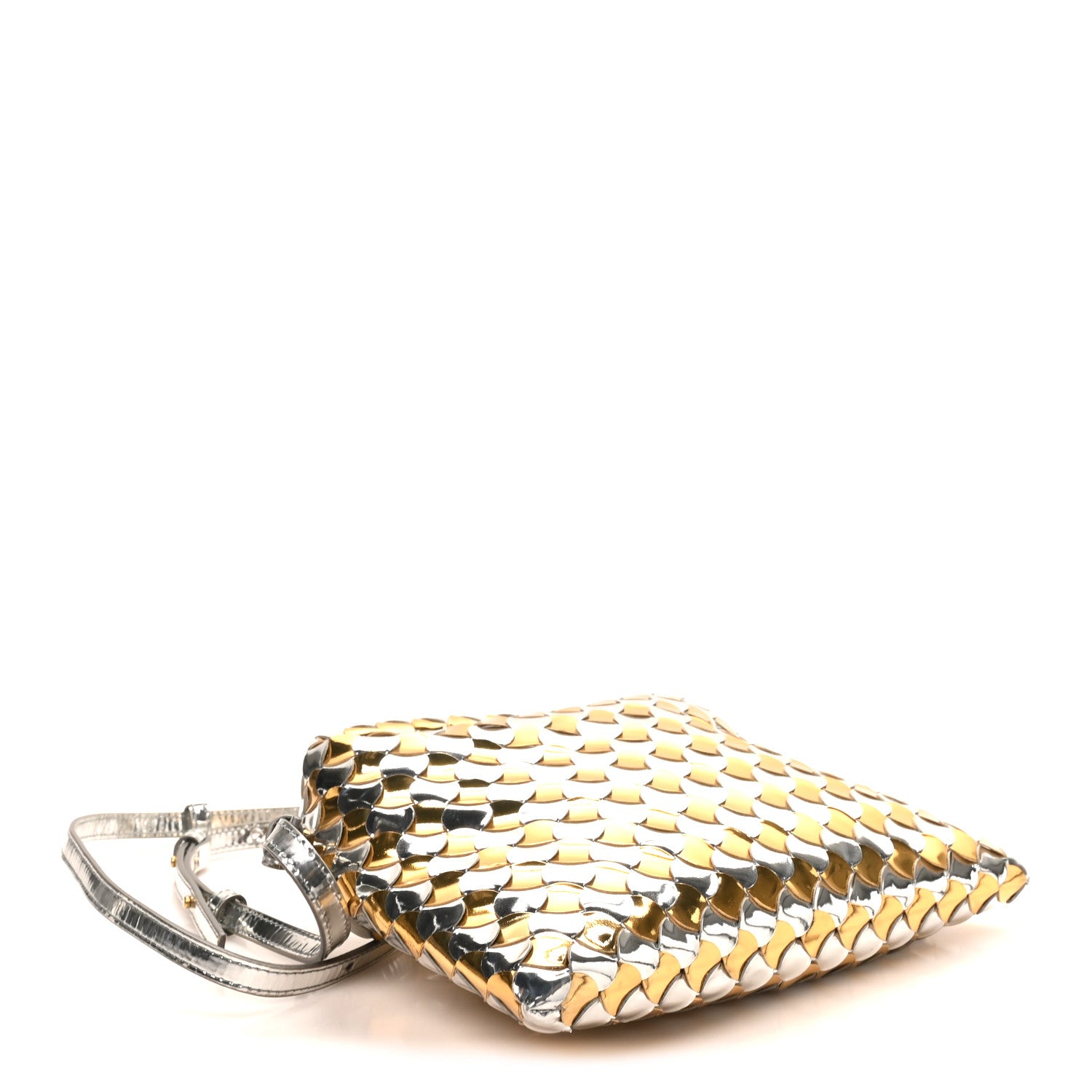 Bottega Veneta Metallic Lambskin Intrecciato Mini Hop Silver Gold 4 of 9