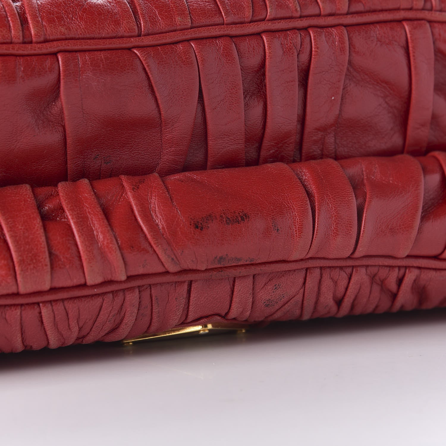Prada Capretto Gaufre Flap Bag Rosso 6 of 10