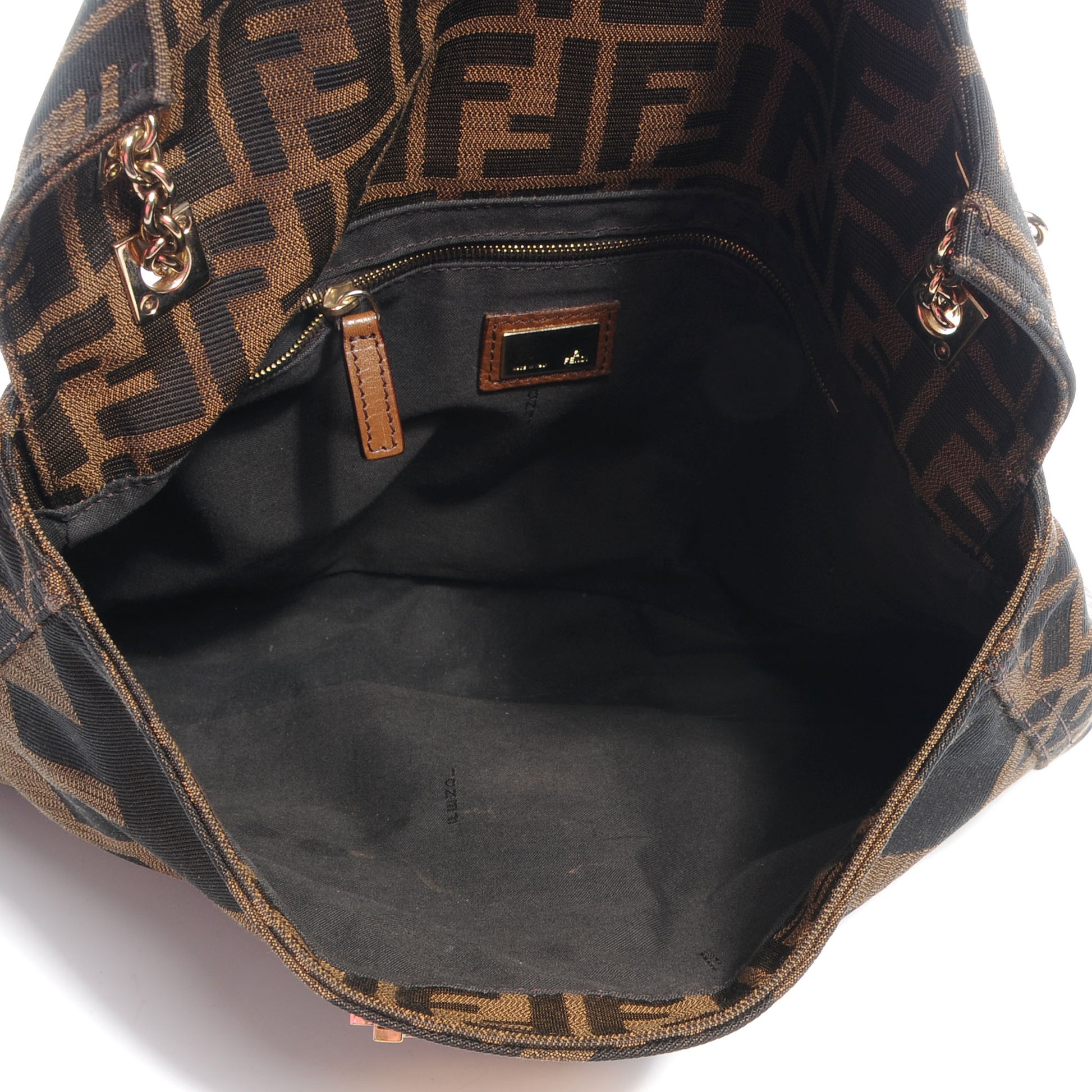 Fendi Zucca Vitello Acqua Maxi Baguette Shoulder Bag Tobacco 5 of 10