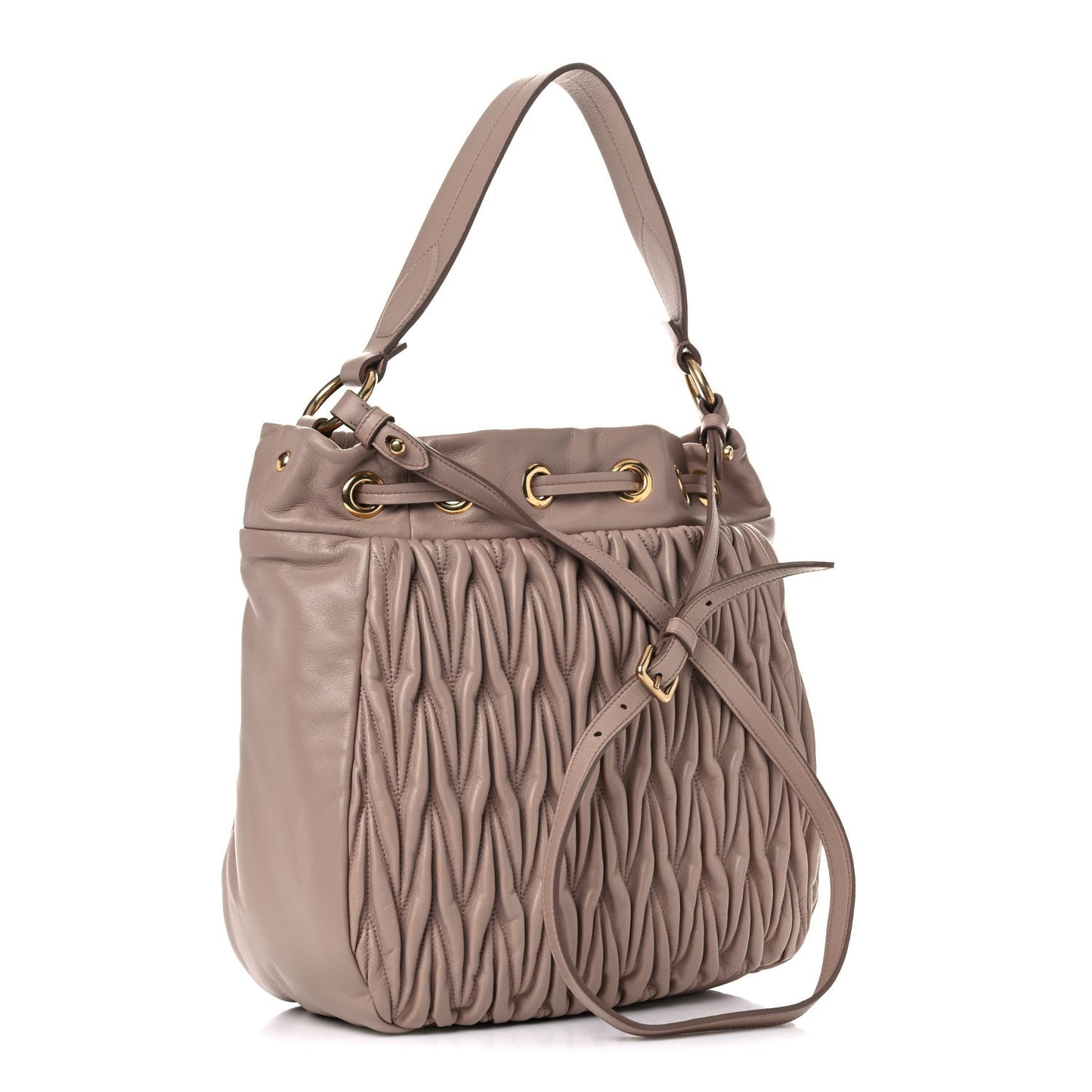 Nappa Matelasse Bucket Bag Cammeo
