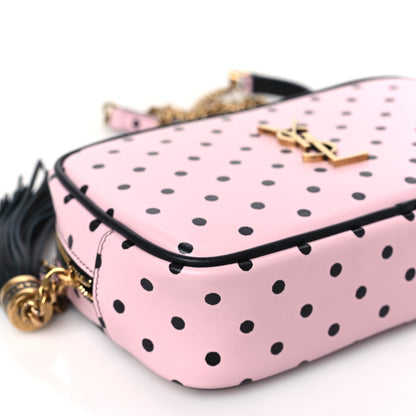 Saint Laurent Calfskin Printed Polka Dot Mini Lou Camera Bag Pink Black 8 of 10