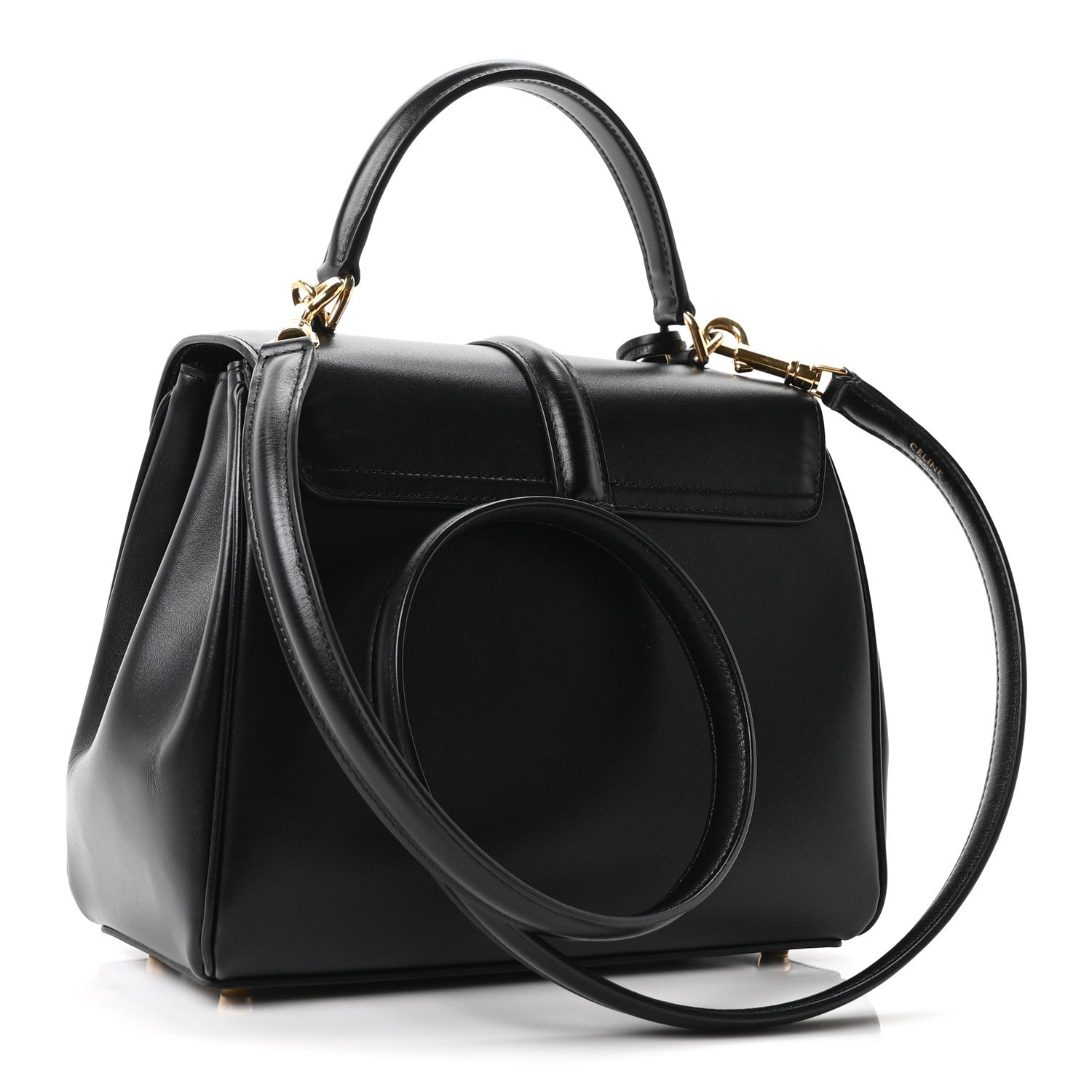 Celine Satinated Calfskin Small 16 Top Handle Bag Black 3 of 12