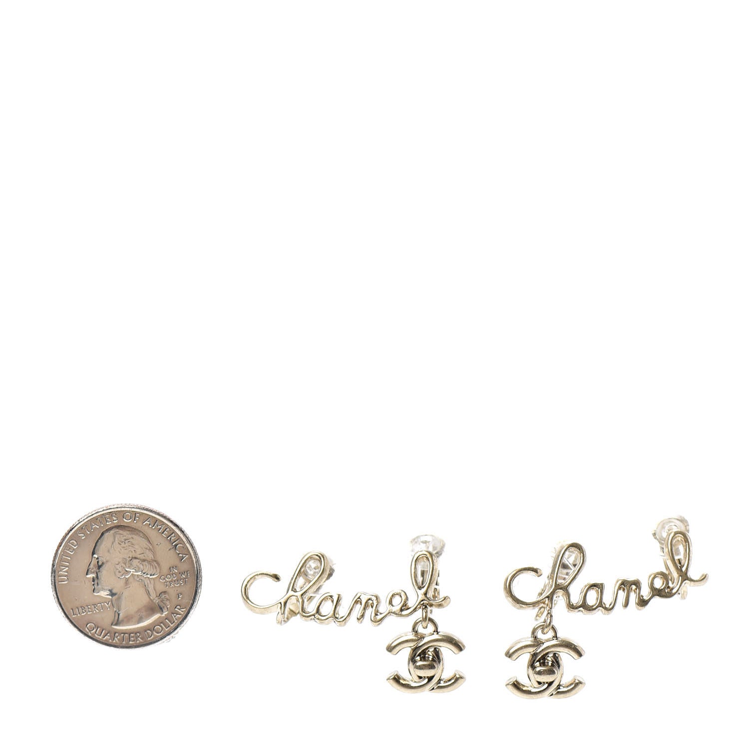 Chanel Metal Logo CC Turnlock Clip On Earrings Gold 2 of 4
