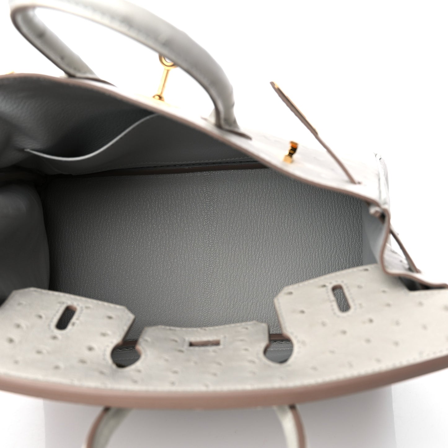 Ostrich Birkin 25 Gris Perle