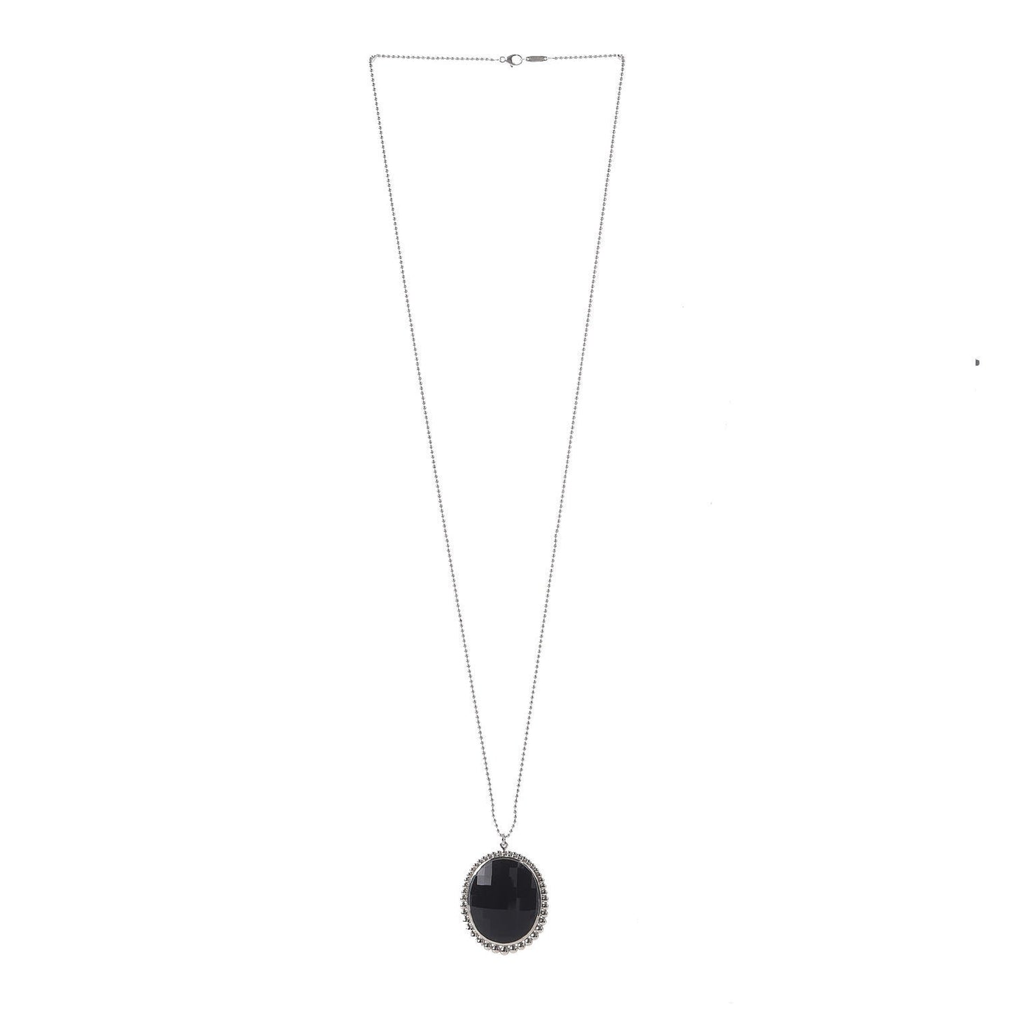 Sterling Silver Onyx Ziegfeld Oval Pendant Necklace