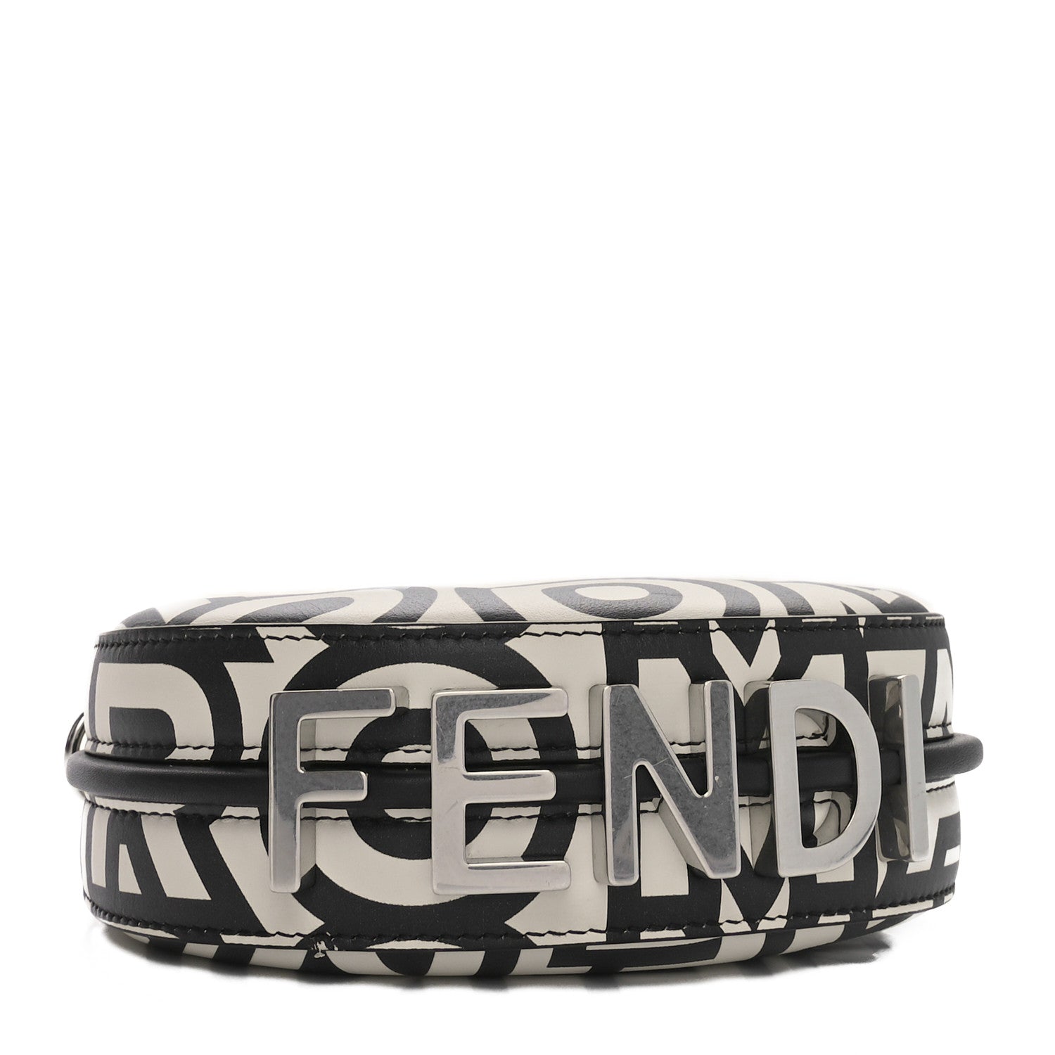 Fendi X MARC JACOBS Nappa Vitello King Logo Print Nano Fendigraphy Hobo Charm White Black 4 of 10