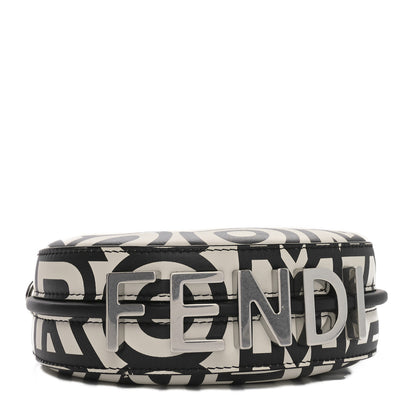 Fendi X MARC JACOBS Nappa Vitello King Logo Print Nano Fendigraphy Hobo Charm White Black 4 of 10