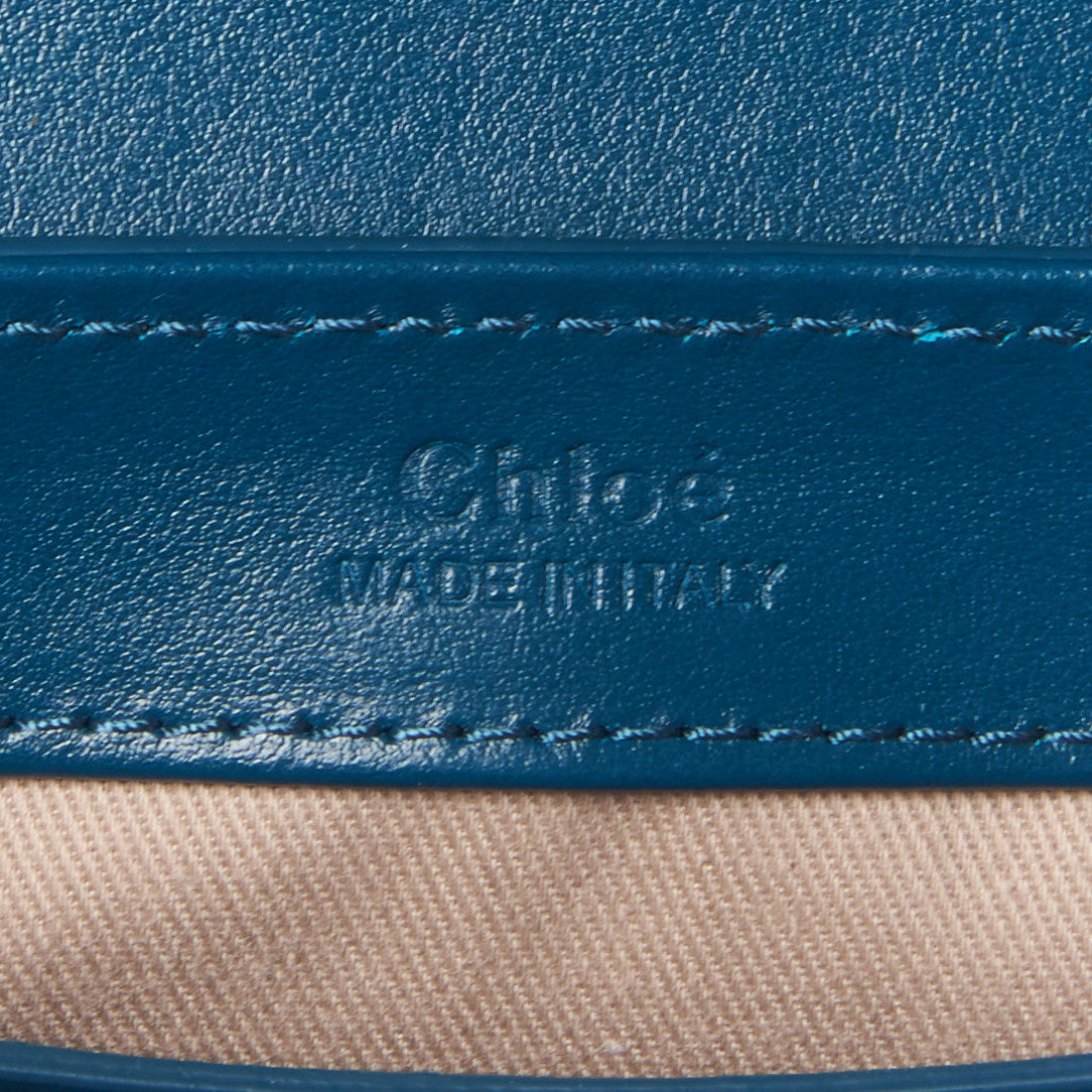 Shiny Calfskin Suede Mini C Double Carry Blue