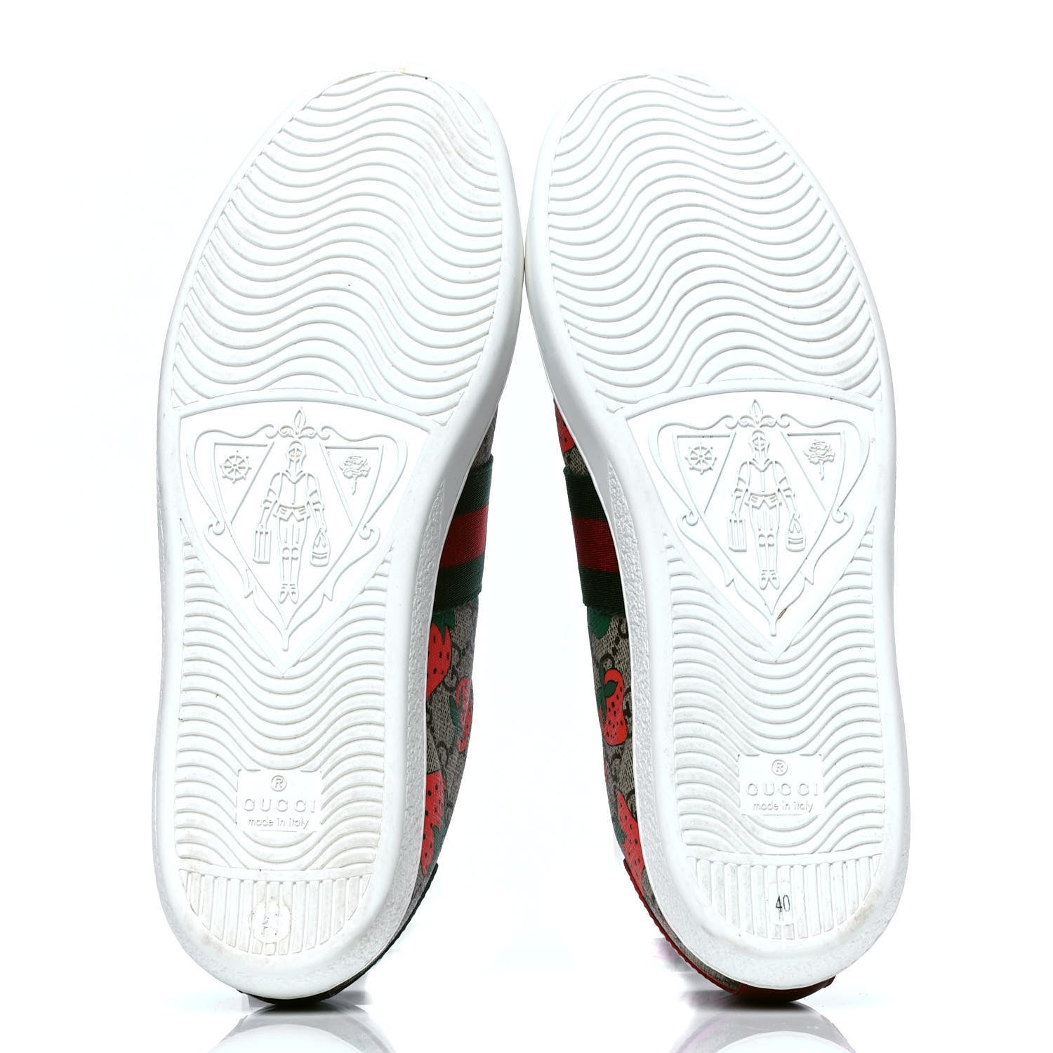 Gucci GG Supreme Monogram Strawberry Web Womens Ace Sneakers 40 Beige Multicolor Red Green 4 of 6