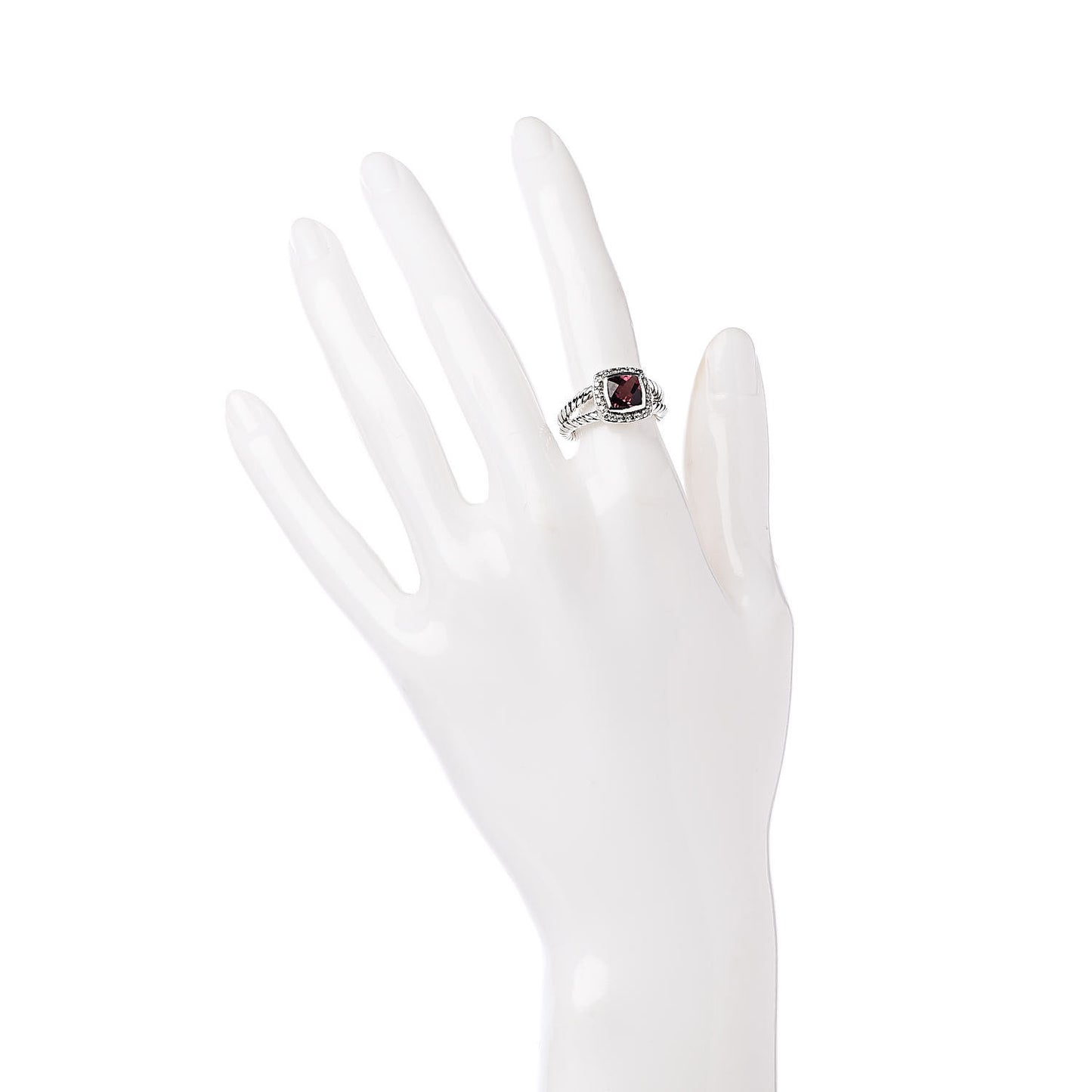 Sterling Silver Diamond Garnet 7mm Petite Albion Ring 50 5.5