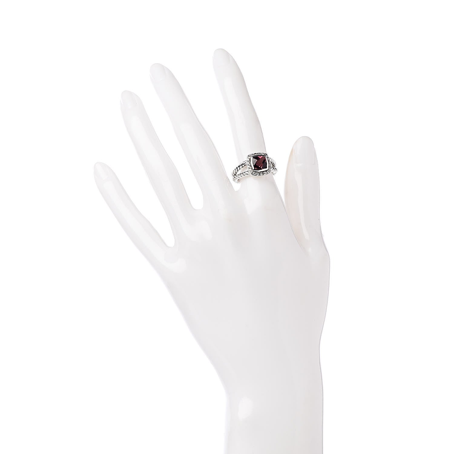 David Yurman Sterling Silver Diamond Garnet 7mm Petite Albion Ring 50 5.5 2 of 4