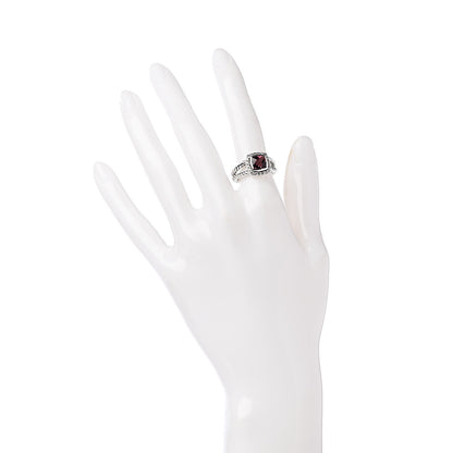 David Yurman Sterling Silver Diamond Garnet 7mm Petite Albion Ring 50 5.5 2 of 4