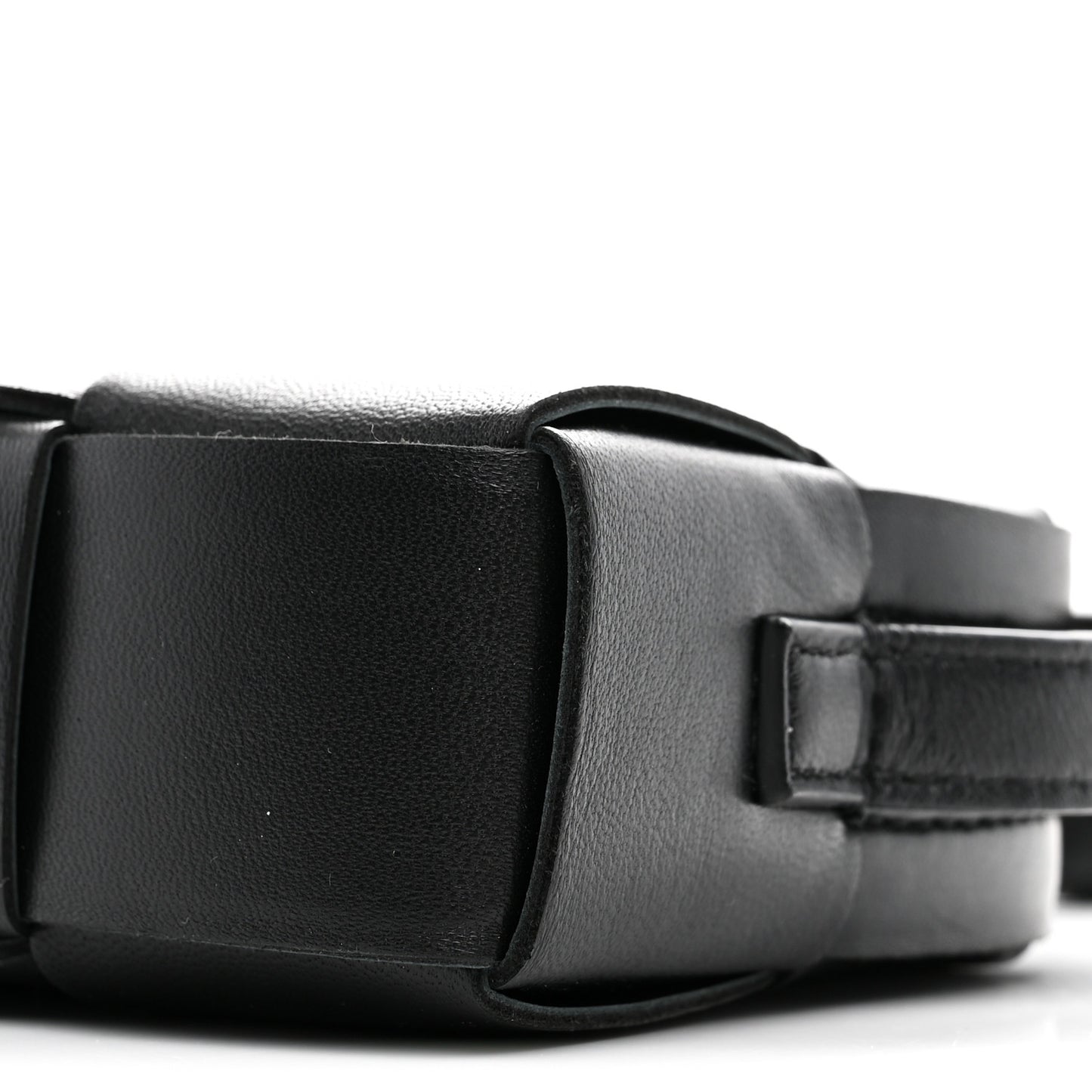 Lambskin Maxi Intreccio Cassette Phone Pouch Crossbody Bag Black