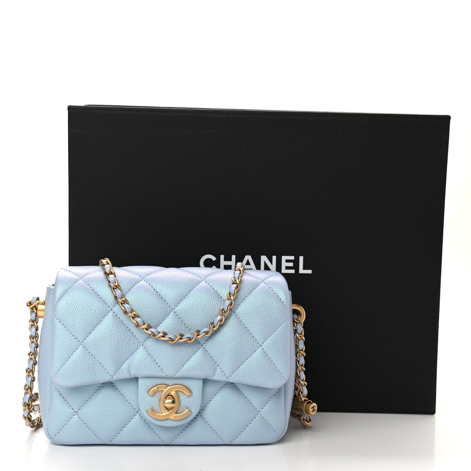 Chanel Iridescent Caviar Quilted Mini My Perfect Flap Light Blue 11 of 11